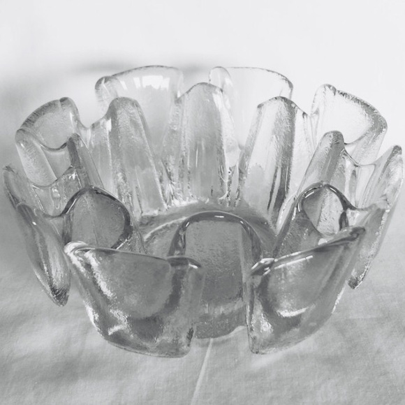 MCM Vintage Viking Glass Finnish Crown Candle Bowl Mid Century Modern - Picture 6 of 7